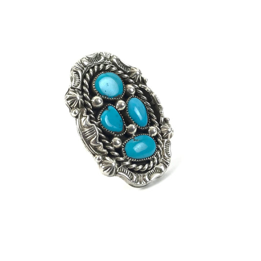 Harold Becenti Turquoise Oval RIng-Indian Pueblo Store