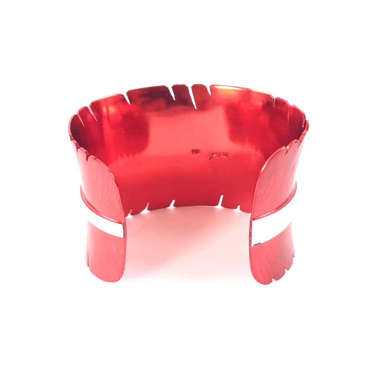 Michael and Elizabeth Kirk Red Feather Wide Bracelet-Indian Pueblo Store