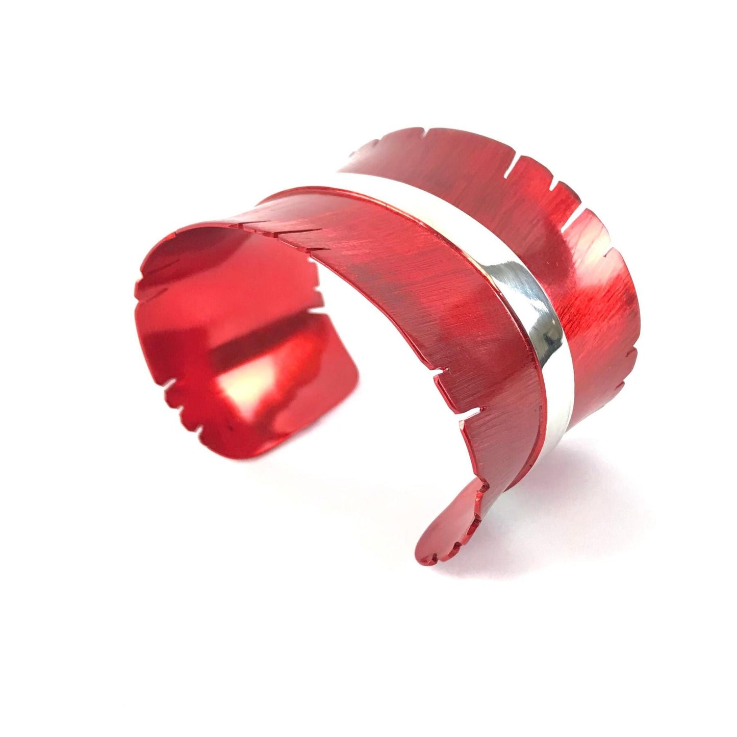 Michael and Elizabeth Kirk Red Feather Wide Bracelet-Indian Pueblo Store