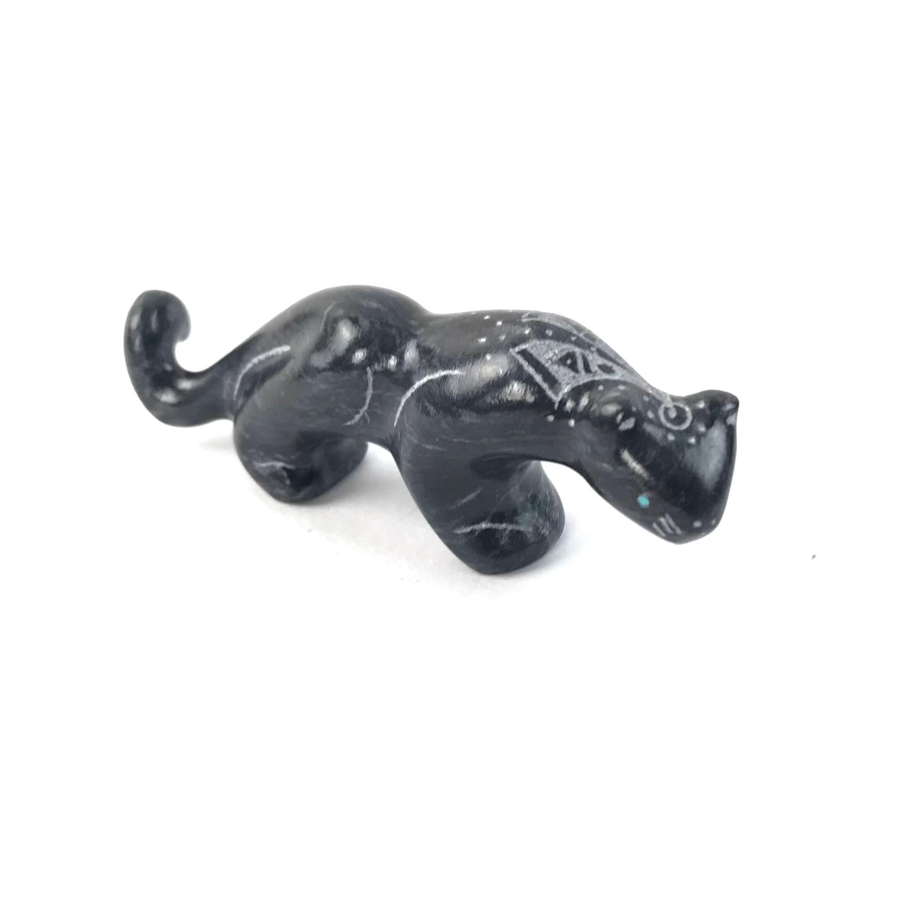 Curtis Garcia Etched Marble Mountain Lion Fetish Carving-Indian Pueblo Store