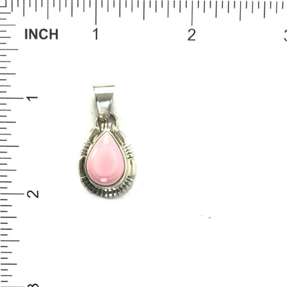 Nila Johnson Pink Conch Shell Teardrop Pendant-Indian Pueblo Store