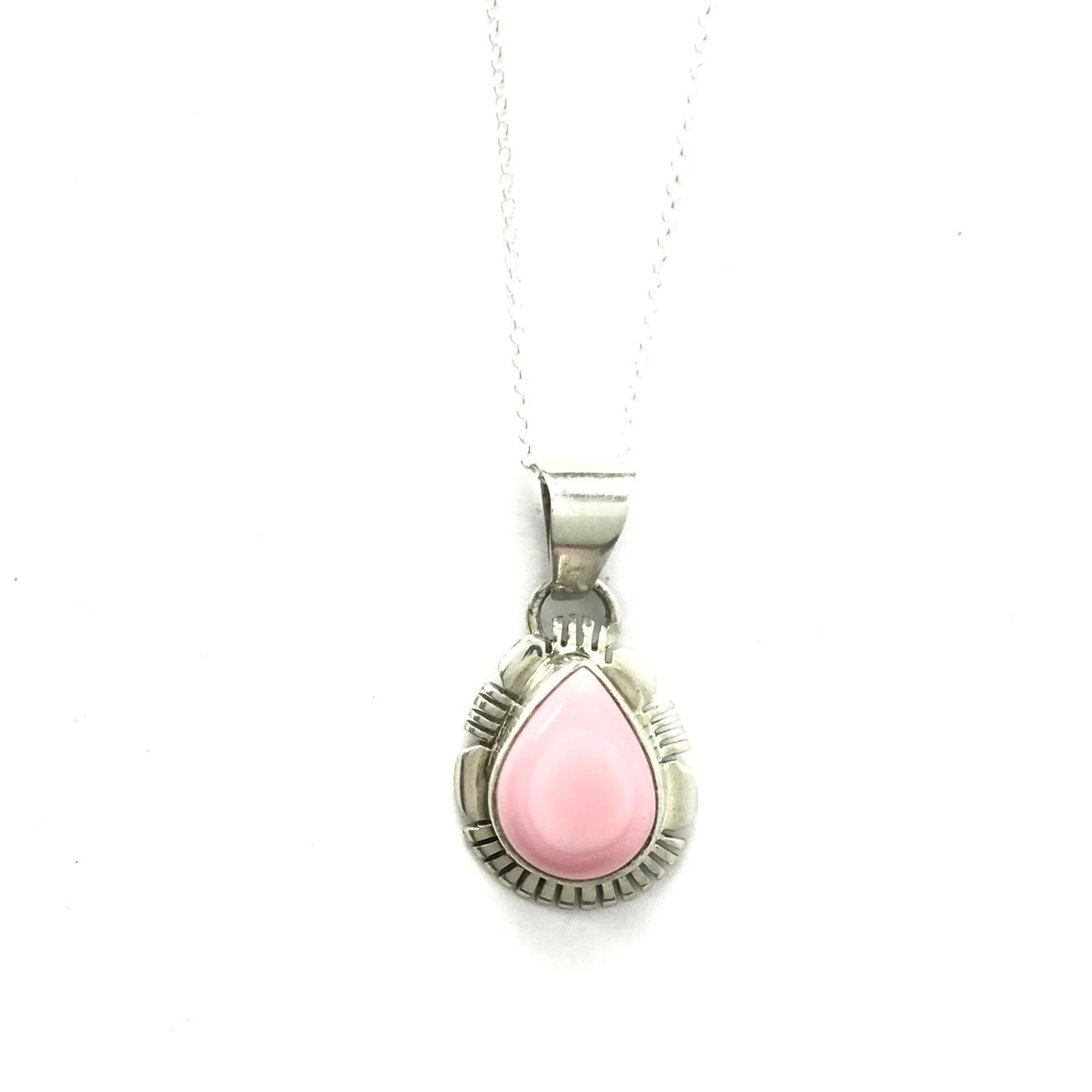 Nila Johnson Pink Conch Shell Teardrop Pendant-Indian Pueblo Store