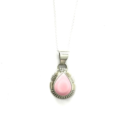 Nila Johnson Pink Conch Shell Teardrop Pendant-Indian Pueblo Store