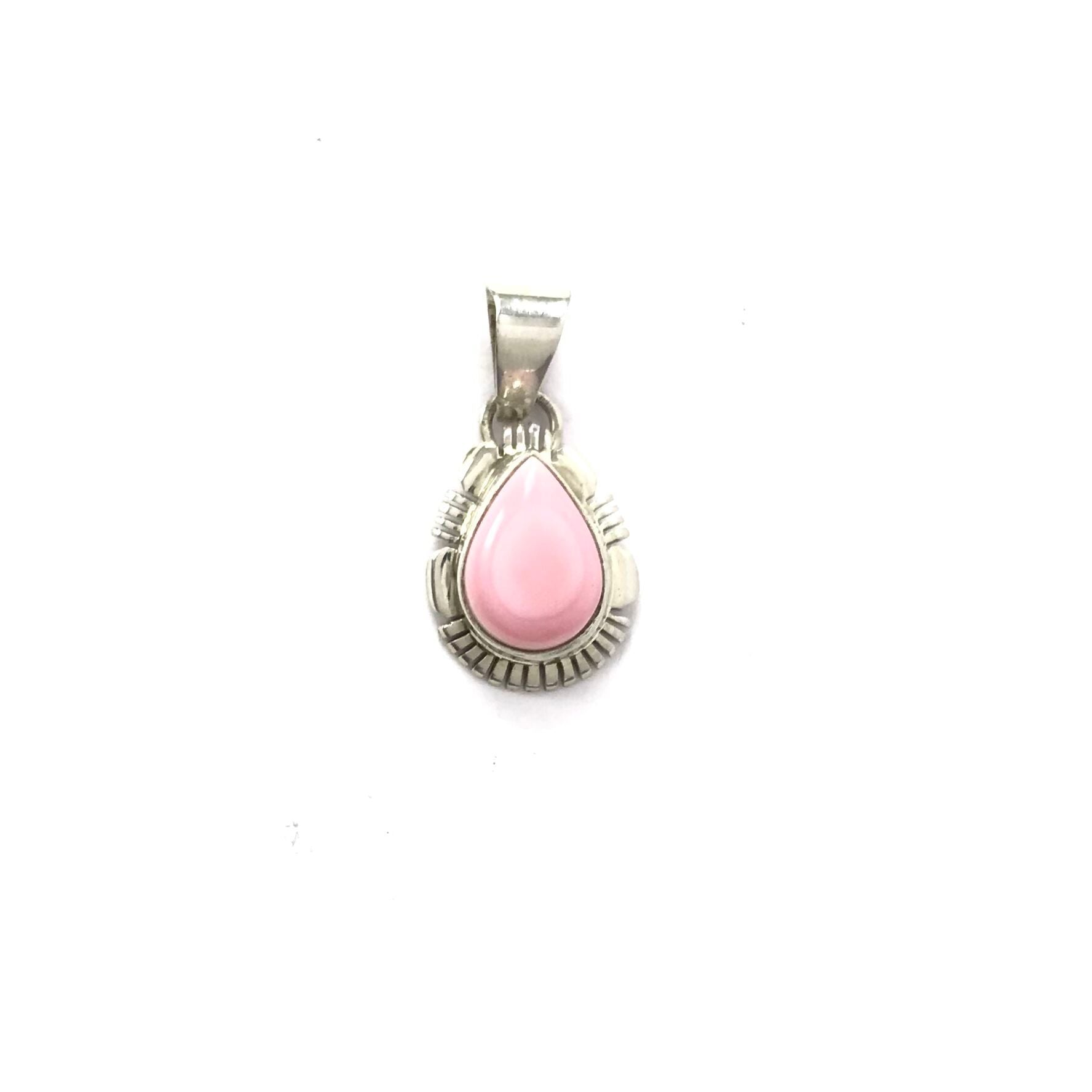 Nila Johnson Pink Conch Shell Teardrop Pendant-Indian Pueblo Store