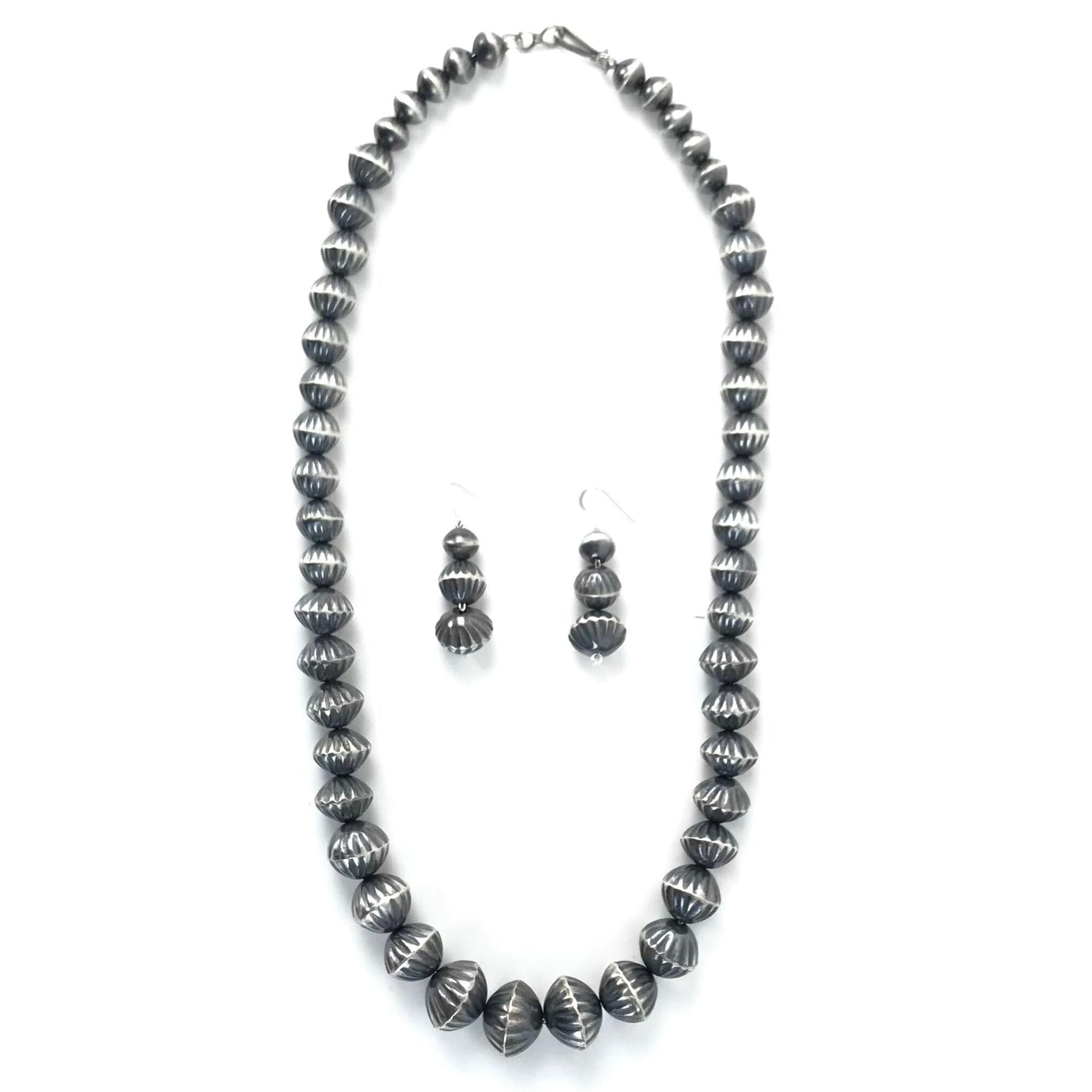 Virginia Tso Graduated Fluted Earring and Necklace Set-Indian Pueblo Store