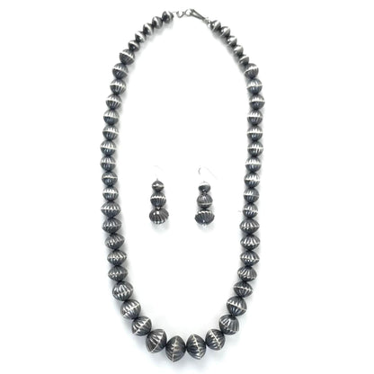 Virginia Tso Graduated Fluted Earring and Necklace Set-Indian Pueblo Store