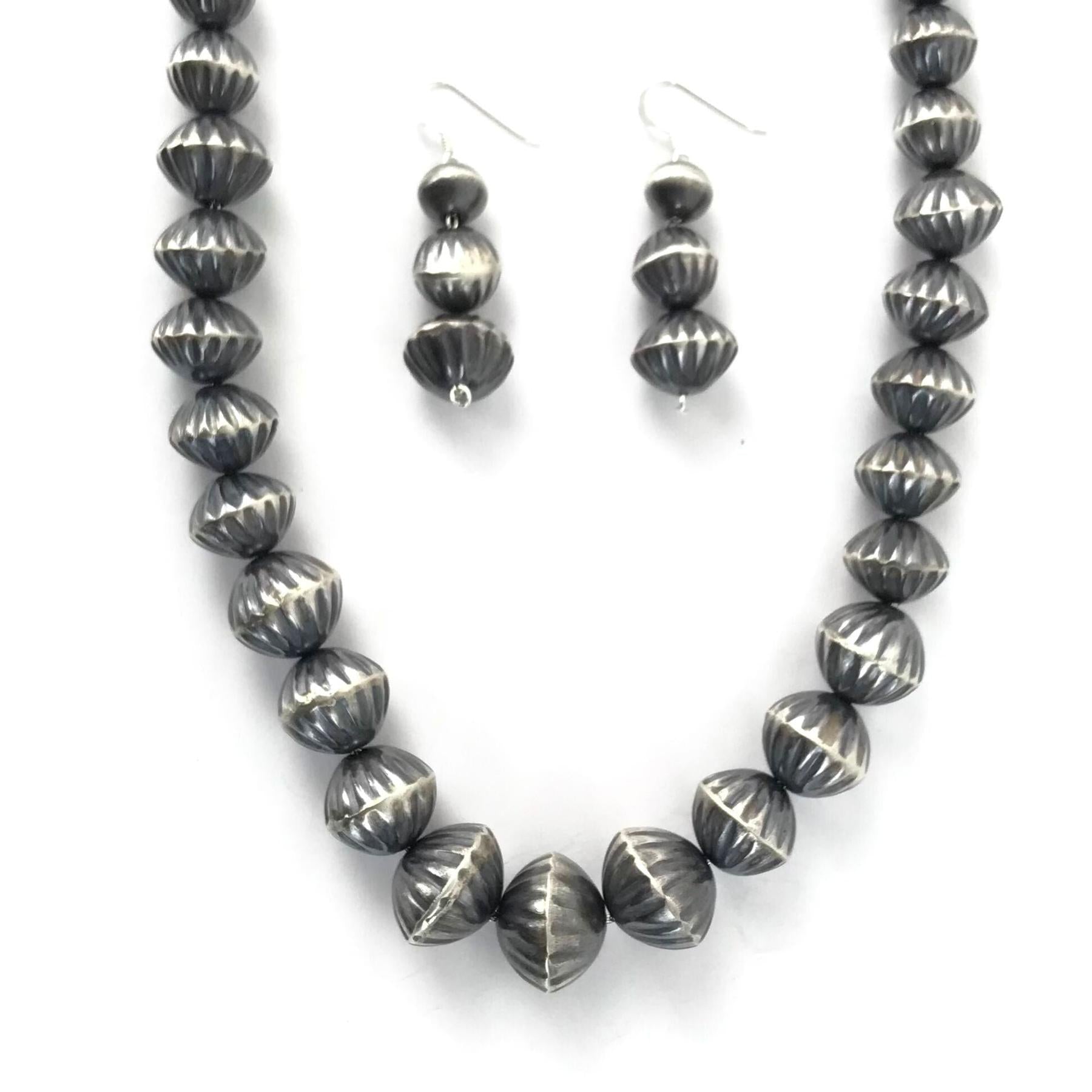 Virginia Tso Graduated Fluted Earring and Necklace Set-Indian Pueblo Store