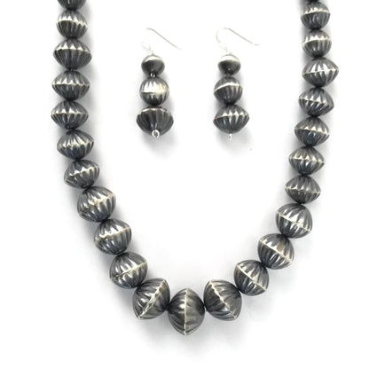 Virginia Tso Graduated Fluted Earring and Necklace Set-Indian Pueblo Store