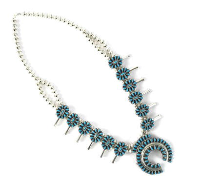 Marcella James Turquoise Squash Blossom Necklace and Earring Set