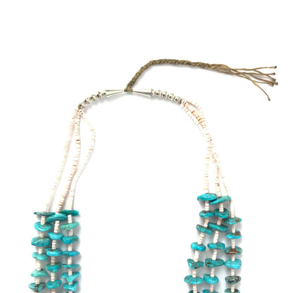 Cheryl Duran Turquoise and Pink Shell Three Strand Heishi Necklace-Indian Pueblo Store