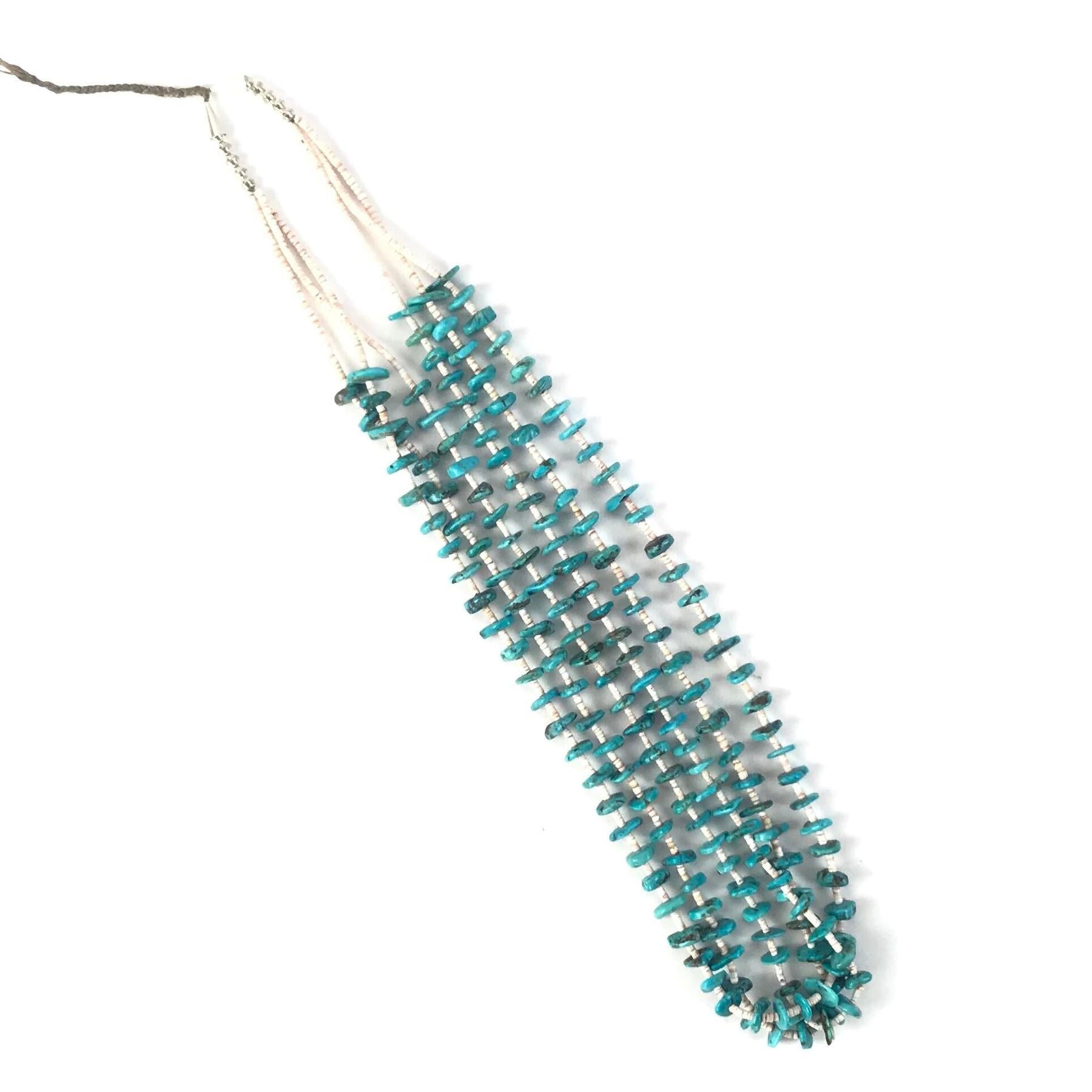 Cheryl Duran Turquoise and Pink Shell Three Strand Heishi Necklace-Indian Pueblo Store