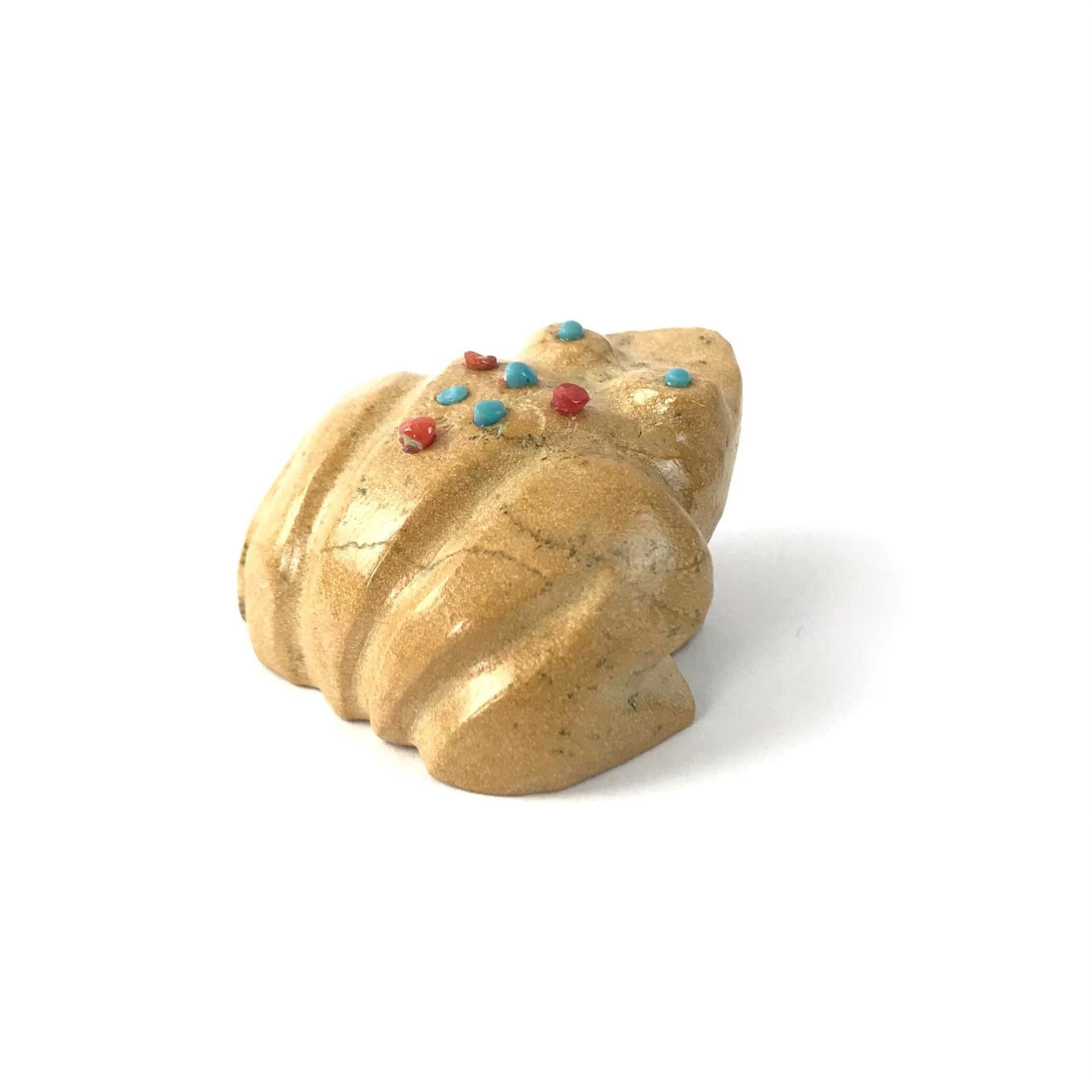 Alex Tsethlikai Travertine Frog Fetish Carving-Indian Pueblo Store