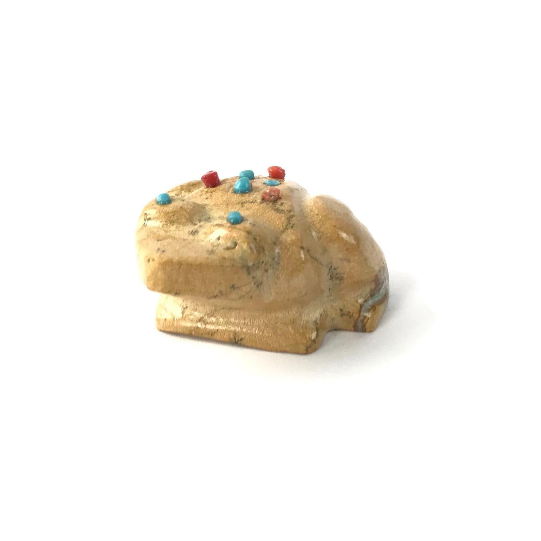 Alex Tsethlikai Travertine Frog Fetish Carving-Indian Pueblo Store