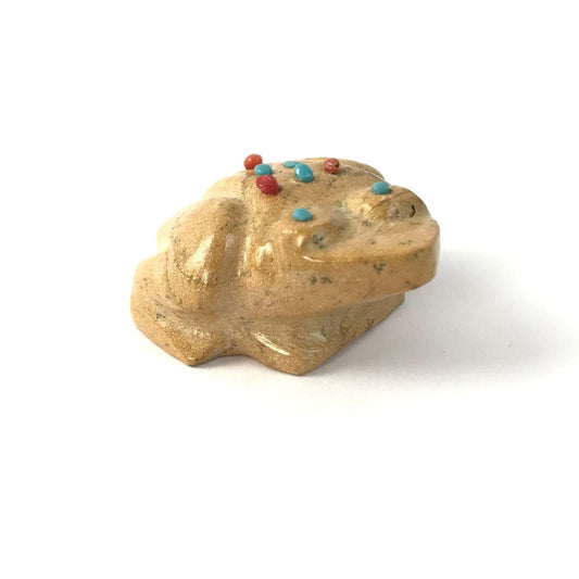 Alex Tsethlikai Travertine Frog Fetish Carving-Indian Pueblo Store