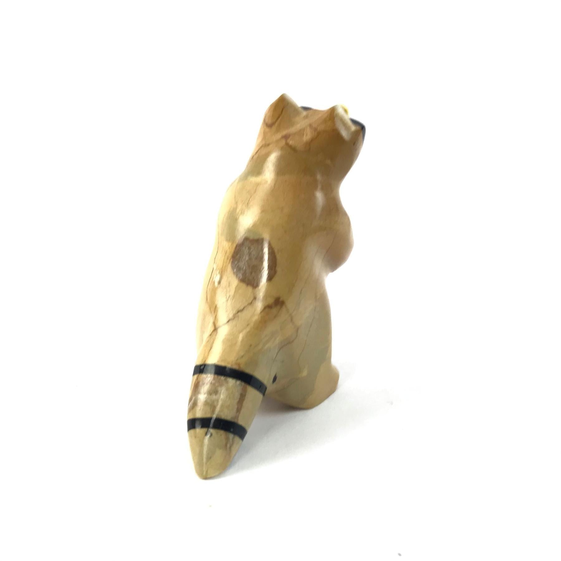 Enrike Leekya Travertine Raccoon Fetish Carving-Indian Pueblo Store