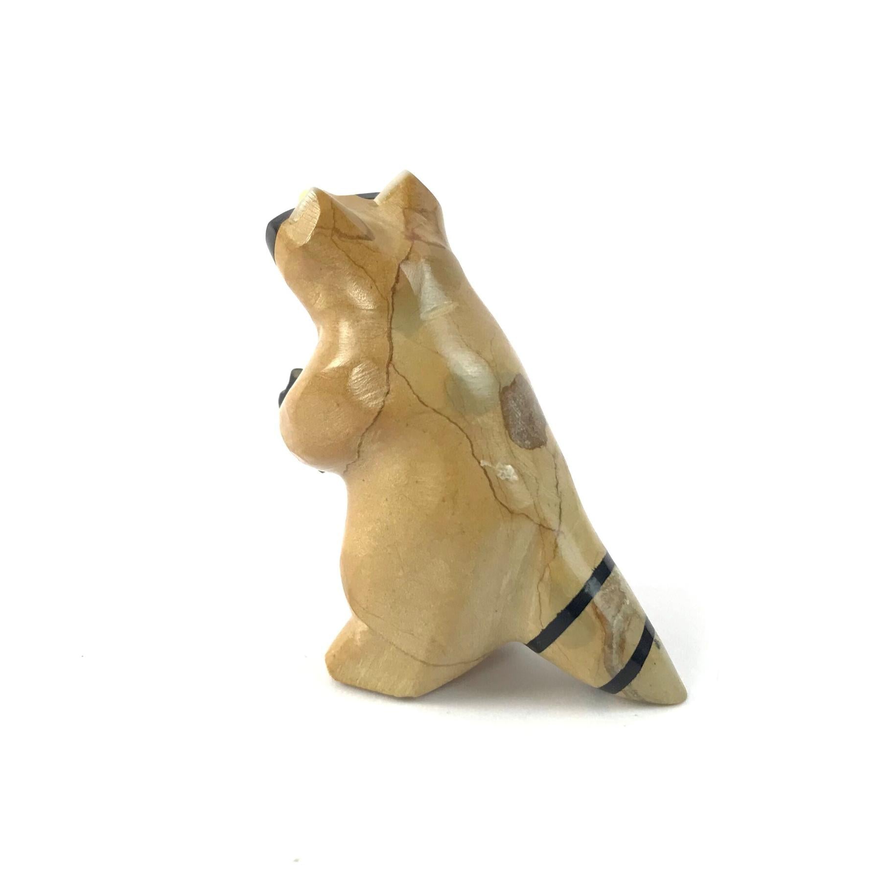 Enrike Leekya Travertine Raccoon Fetish Carving-Indian Pueblo Store
