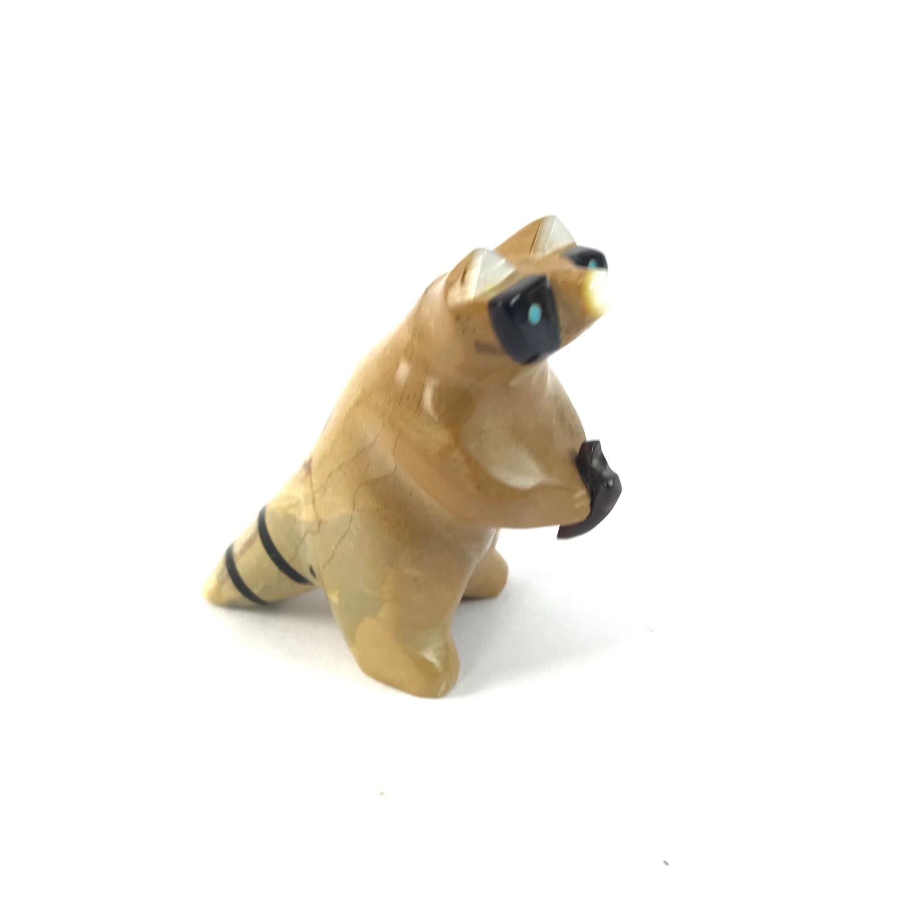 Enrike Leekya Travertine Raccoon Fetish Carving-Indian Pueblo Store