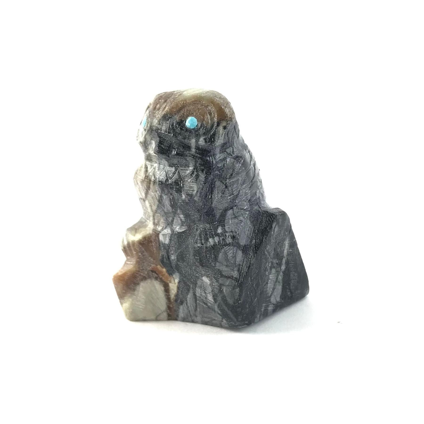 Mike Coble Picasso Marble Owl Fetish Carving-Indian Pueblo Store