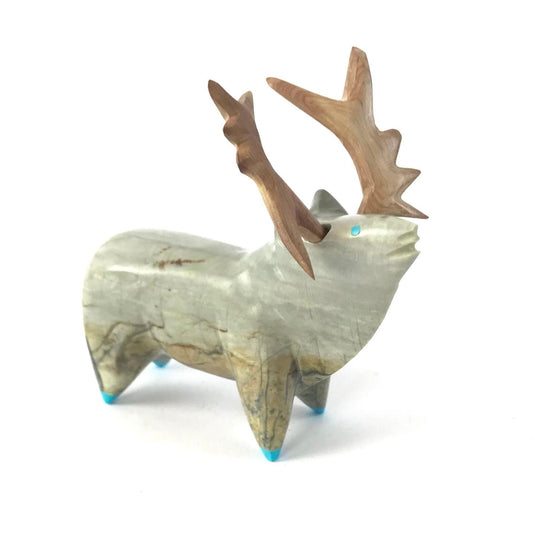 Enrike Leekya Picasso Marble Elk Fetish Carving-Indian Pueblo Store