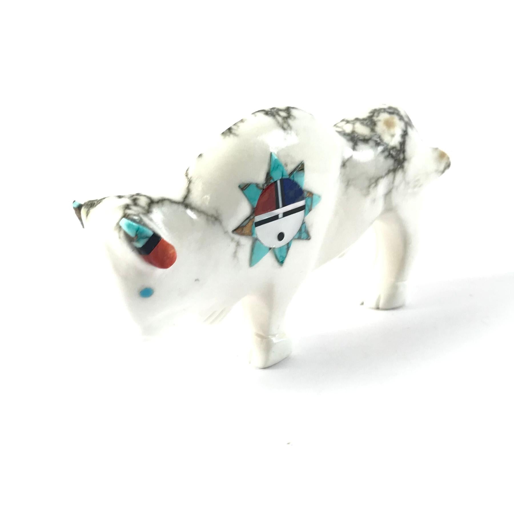 Andres Lementino Marble Buffalo Fetish Carving-Indian Pueblo Store
