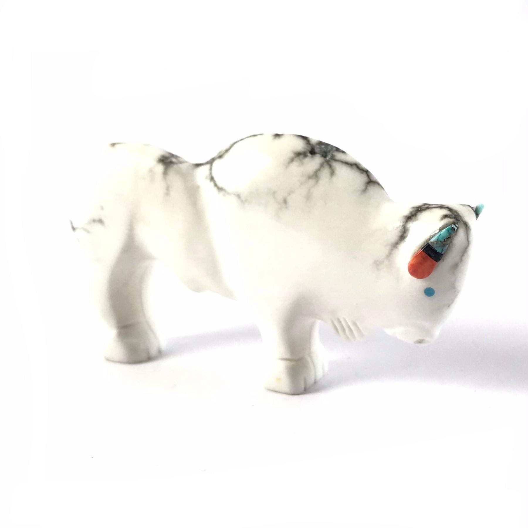 Andres Lementino Marble Buffalo Fetish Carving-Indian Pueblo Store