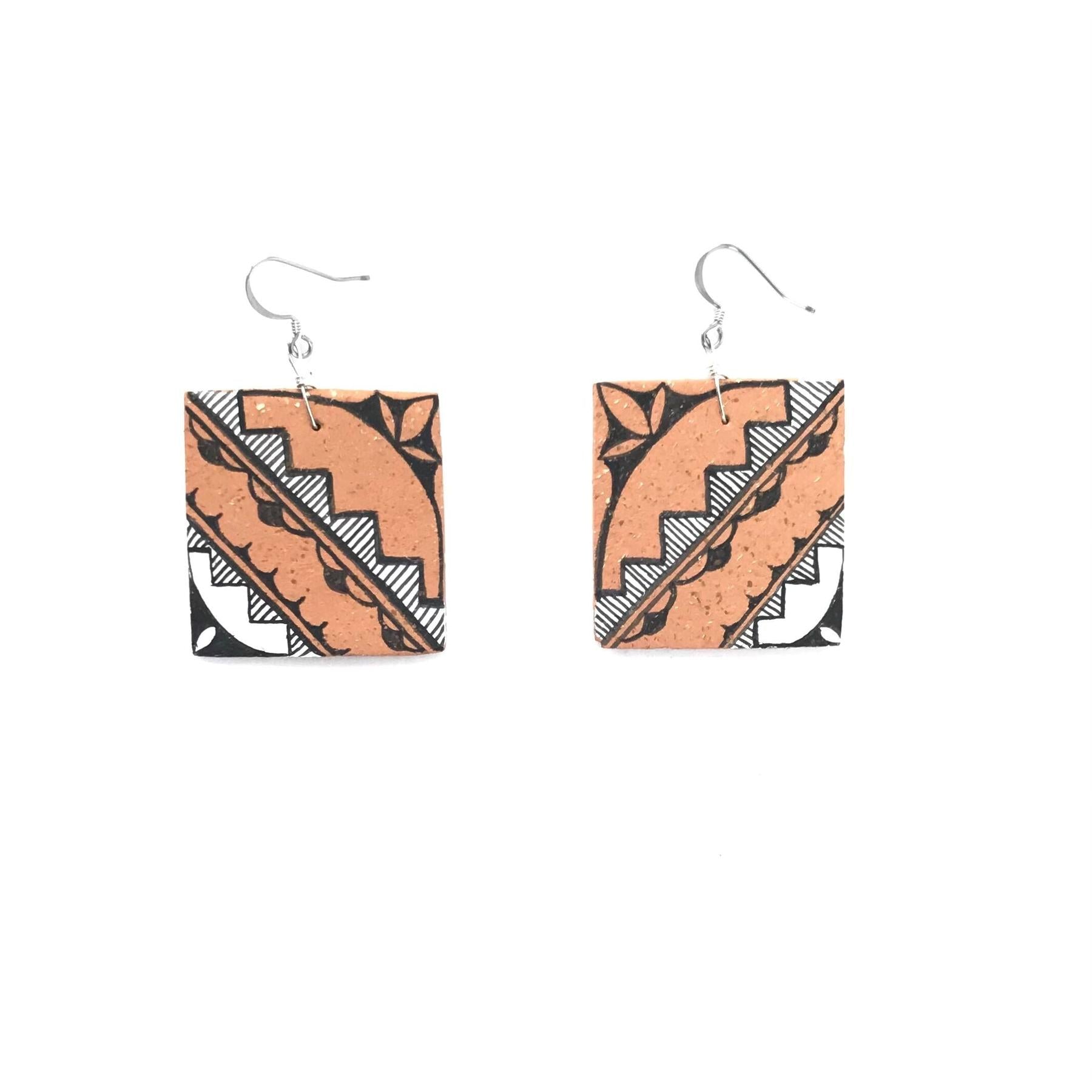 Anasazi Design Black/White Necklace & Earring Set-Indian Pueblo Store