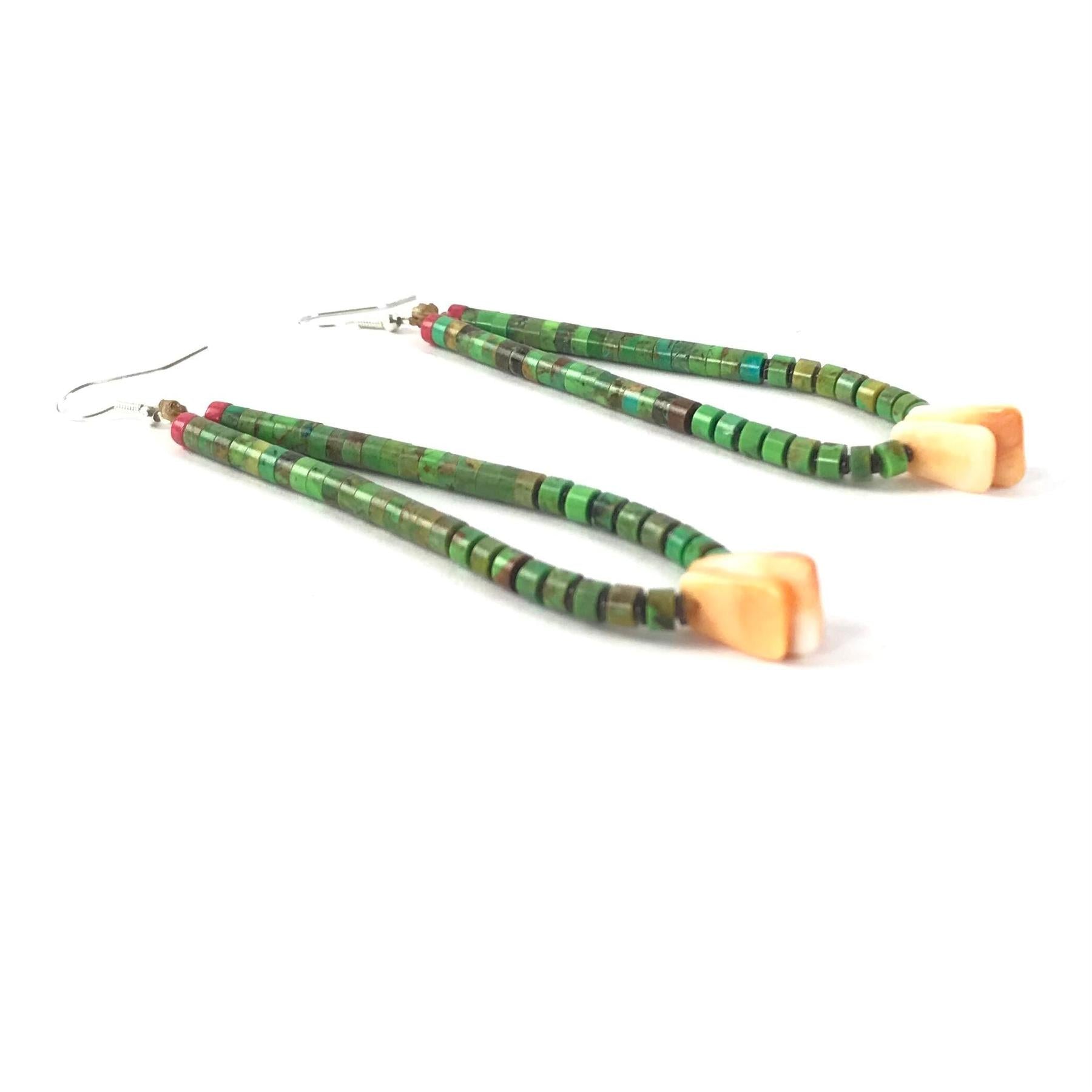 Robert Coriz Green Turquoise Jacla Earrings-Indian Pueblo Store