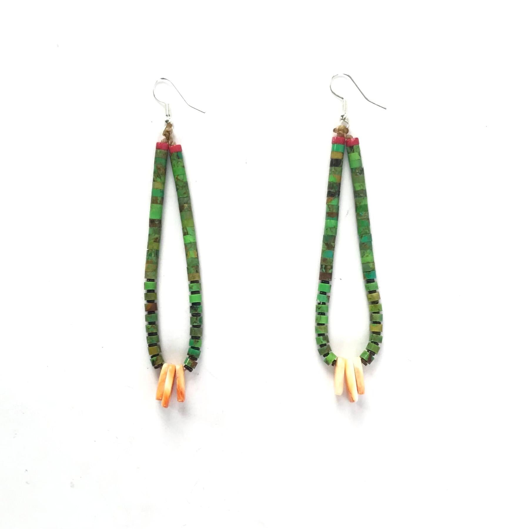 Robert Coriz Green Turquoise Jacla Earrings-Indian Pueblo Store