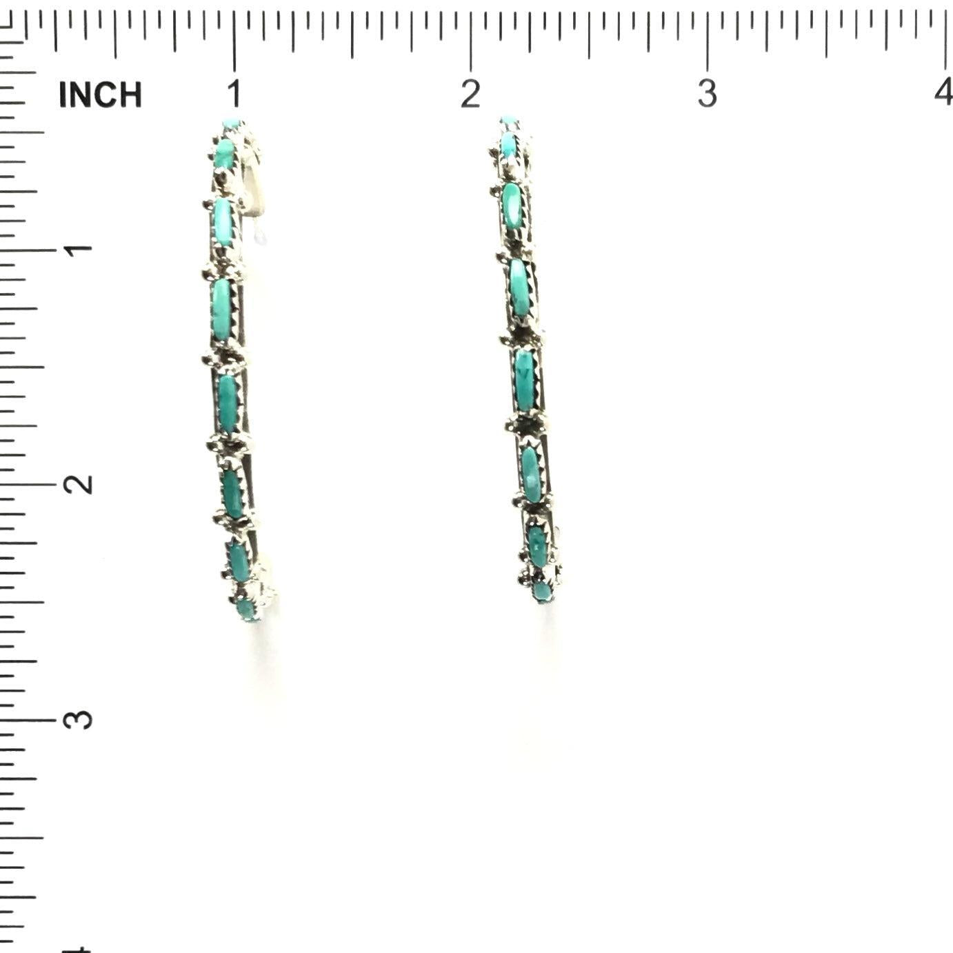Murray Hannaweeke Turquoise Petit Point Half Hoop Earrings-Indian Pueblo Store