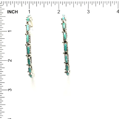 Murray Hannaweeke Turquoise Petit Point Half Hoop Earrings-Indian Pueblo Store