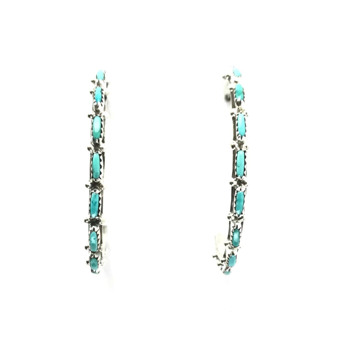 Murray Hannaweeke Turquoise Petit Point Half Hoop Earrings-Indian Pueblo Store