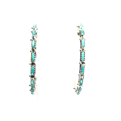 Murray Hannaweeke Turquoise Petit Point Half Hoop Earrings-Indian Pueblo Store