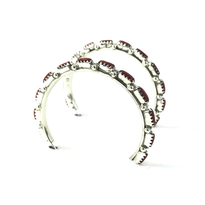 Murray Hannaweeke Coral Petit Point Half Hoop Earrings-Indian Pueblo Store