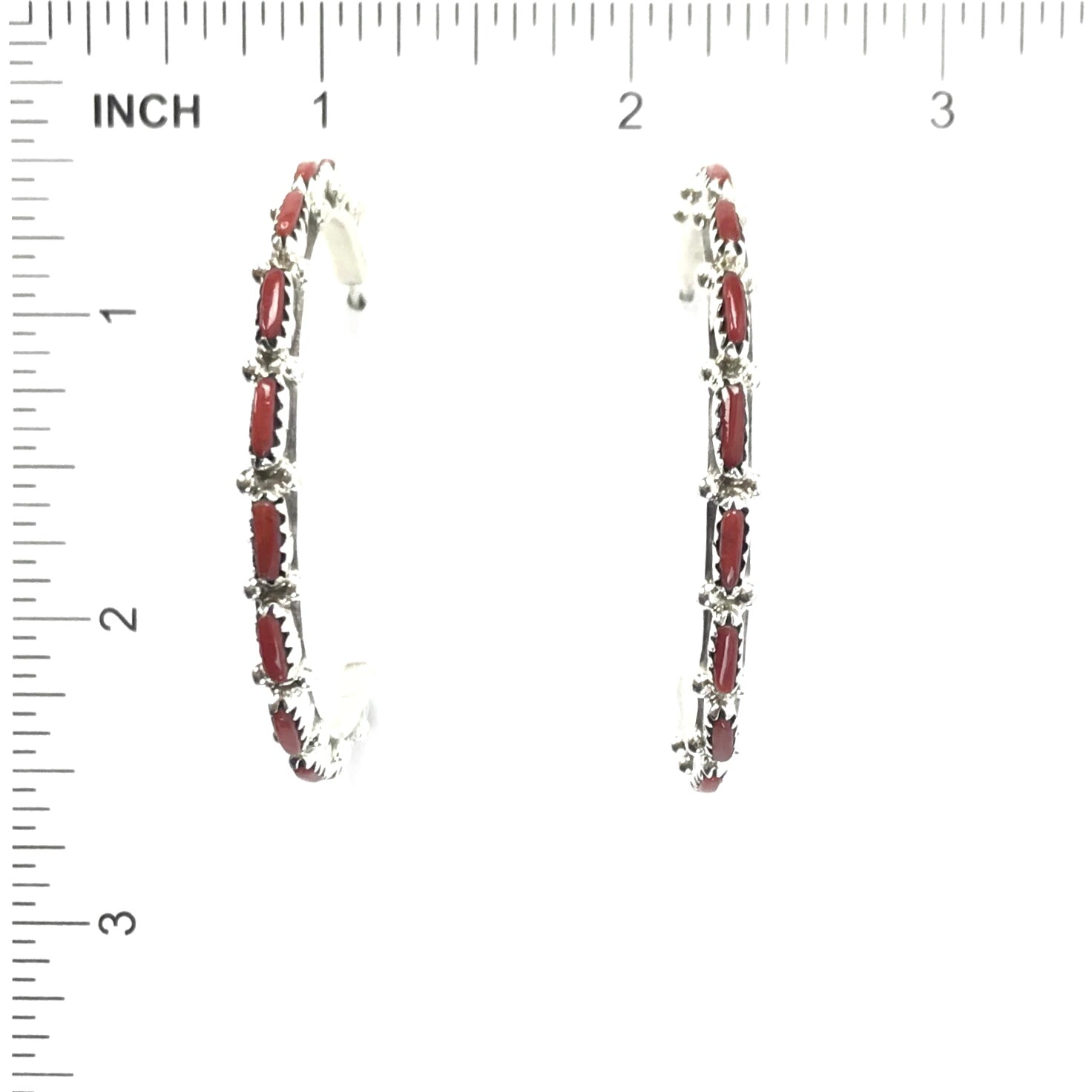Murray Hannaweeke Coral Petit Point Half Hoop Earrings-Indian Pueblo Store