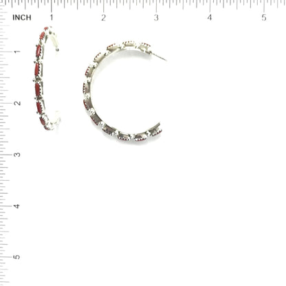 Murray Hannaweeke Coral Petit Point Half Hoop Earrings-Indian Pueblo Store