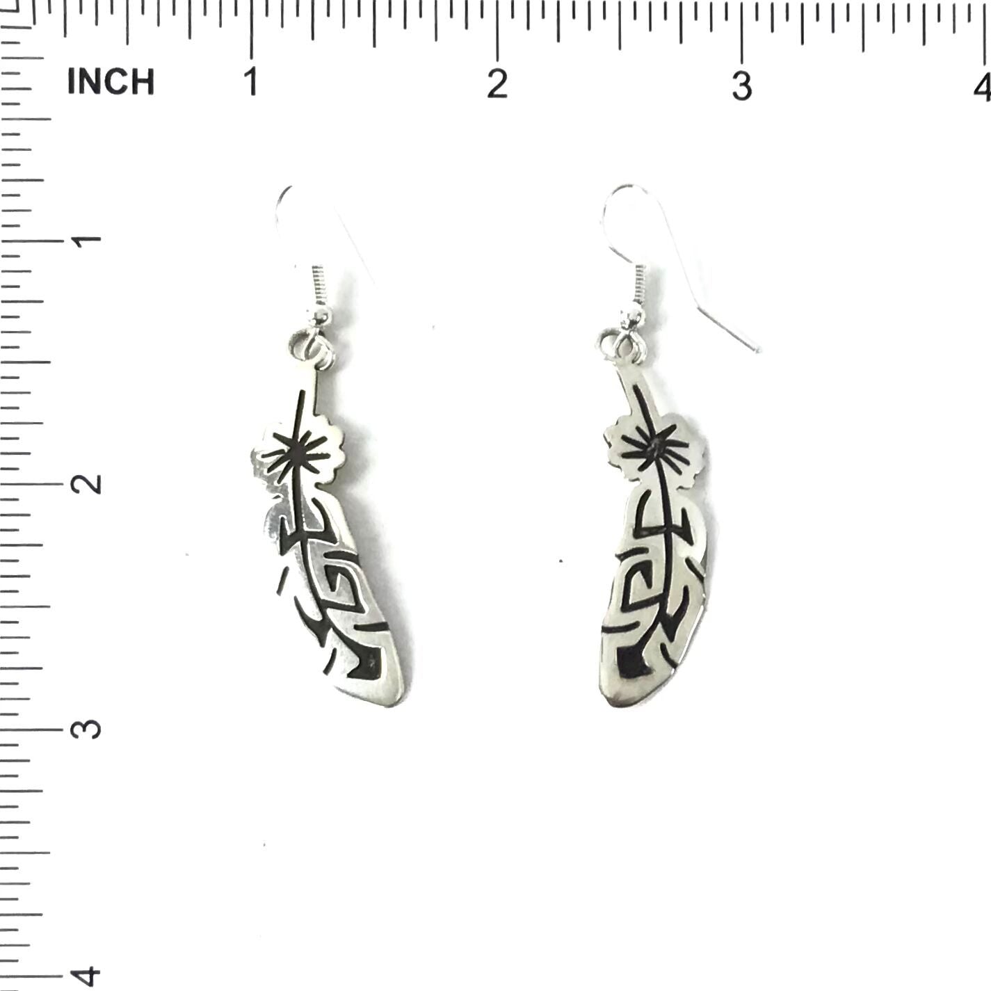 Sonny Gene Overlay Dangle Feather Earrings-Indian Pueblo Store
