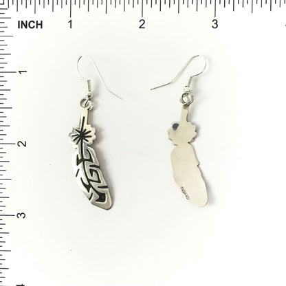 Sonny Gene Overlay Dangle Feather Earrings-Indian Pueblo Store