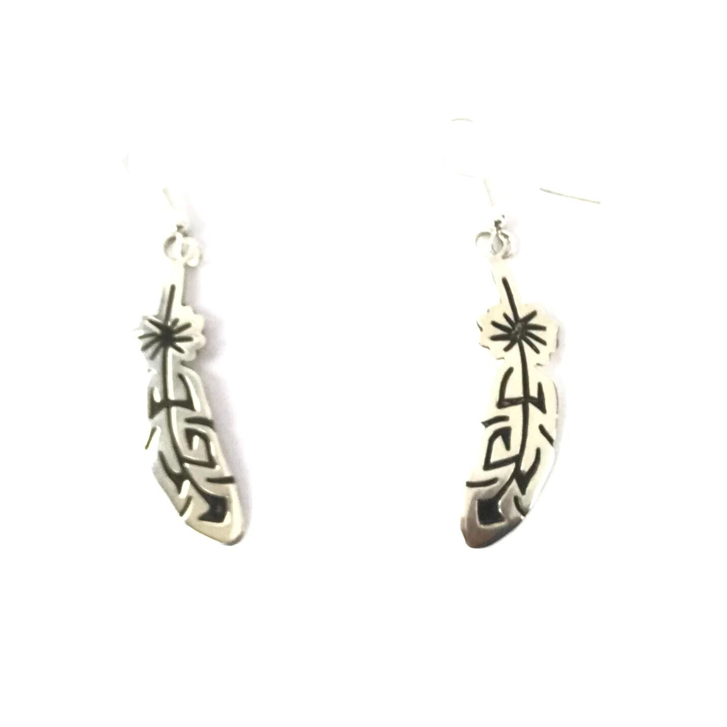Sonny Gene Overlay Dangle Feather Earrings-Indian Pueblo Store