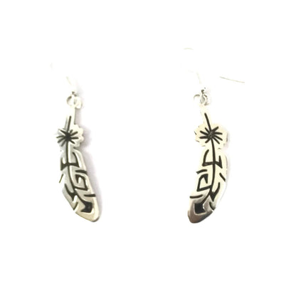 Sonny Gene Overlay Dangle Feather Earrings-Indian Pueblo Store