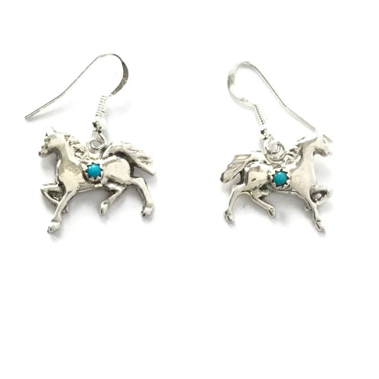 Pauline Nelson Sterling Silver and Turquoise Horse Earring-Indian Pueblo Store