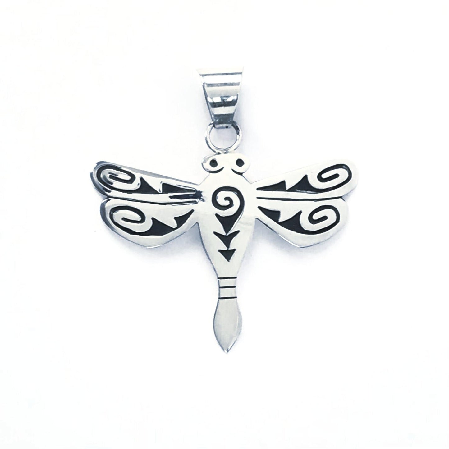 SS Dragonfly Overlay Pendant w/Chain 20"-Indian Pueblo Store