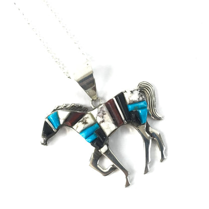 Terry Charley Multi-Gemstone Horse Pendant-Indian Pueblo Store