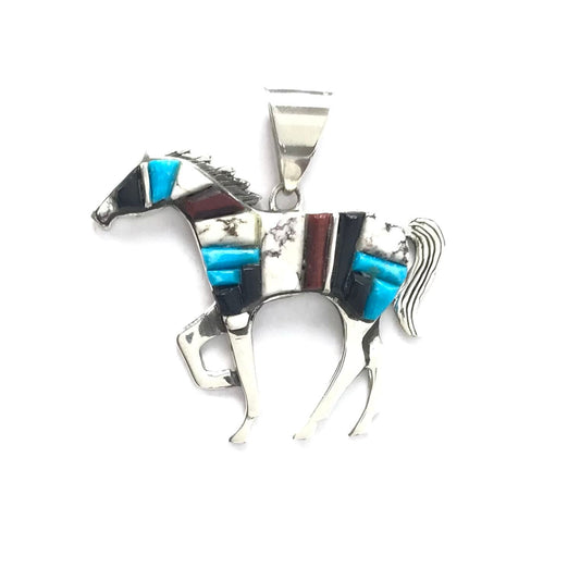 Terry Charley Multi-Gemstone Horse Pendant-Indian Pueblo Store