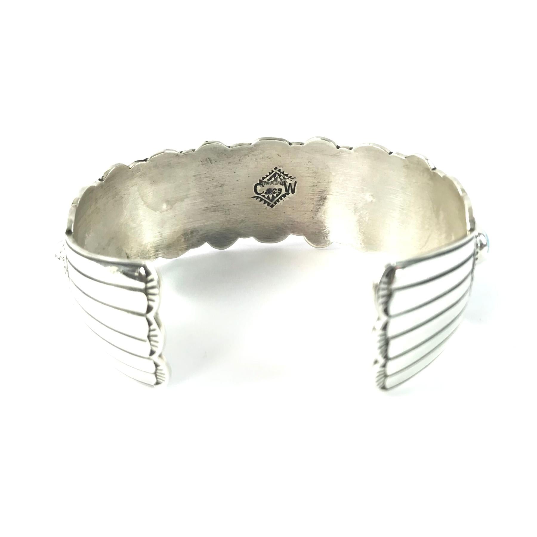 SS Stamped Bracelet 5 stone TQ 6-Indian Pueblo Store