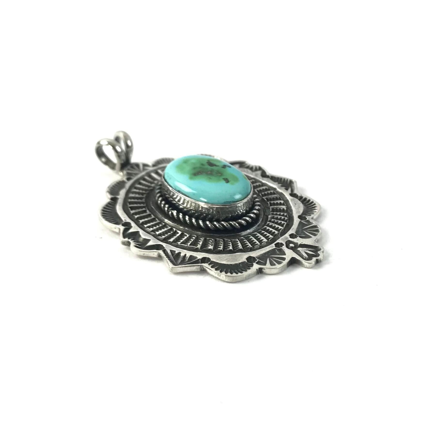 SS Sonoran TQ Stamped Pendant-Indian Pueblo Store