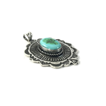 SS Sonoran TQ Stamped Pendant-Indian Pueblo Store