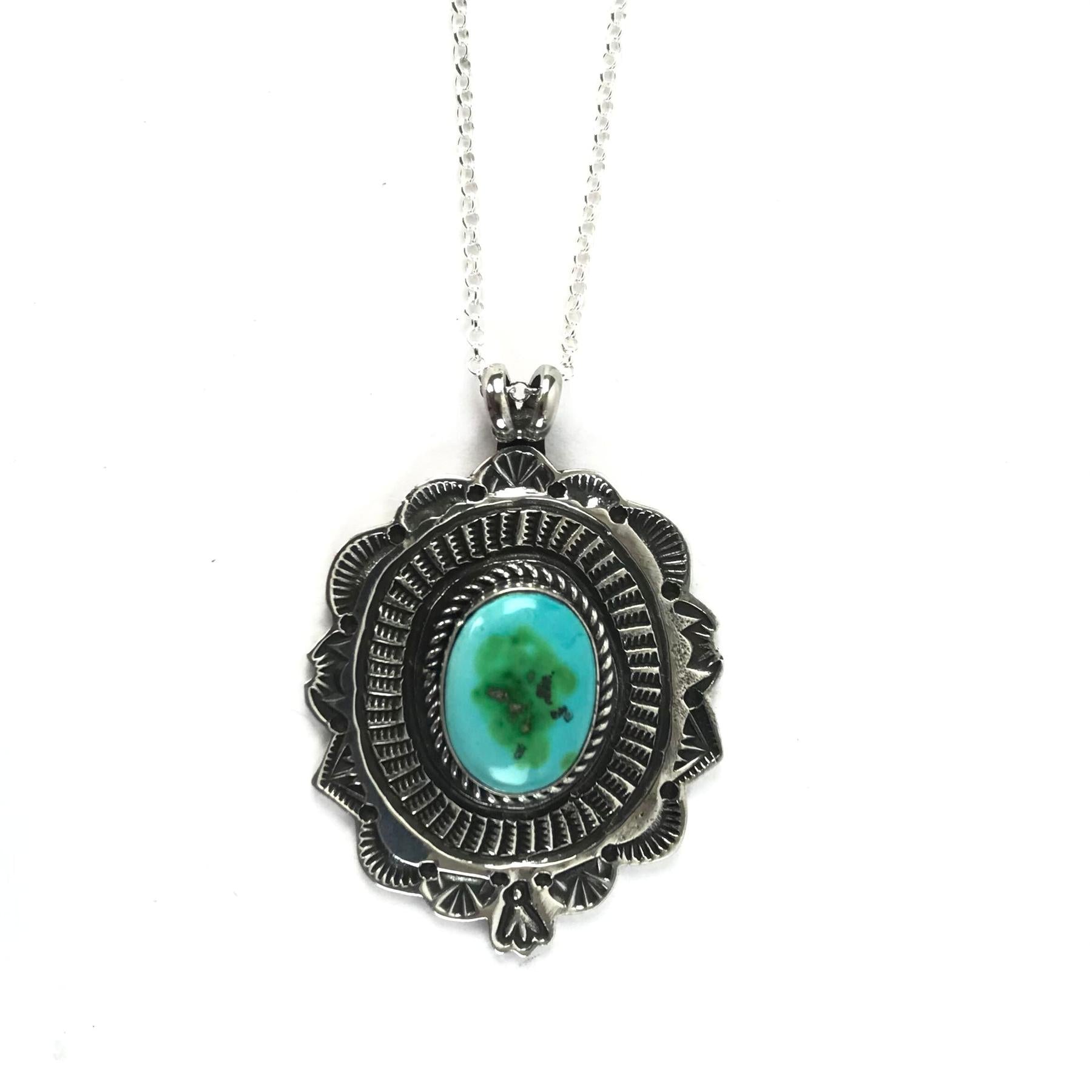 SS Sonoran TQ Stamped Pendant-Indian Pueblo Store