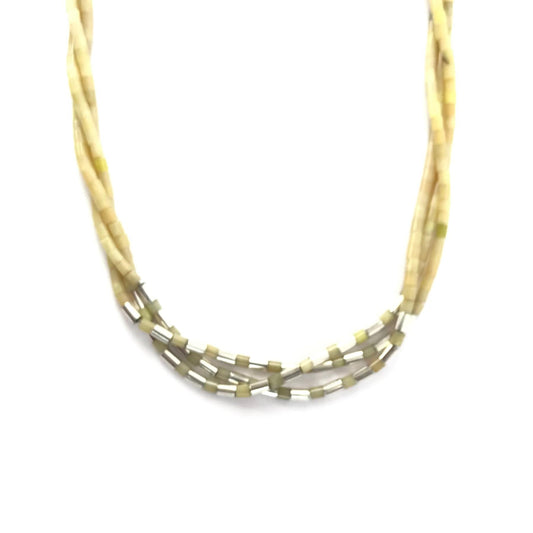 Nick Rosetta 3 Strand Yellow Serpentine Heishi Necklace
