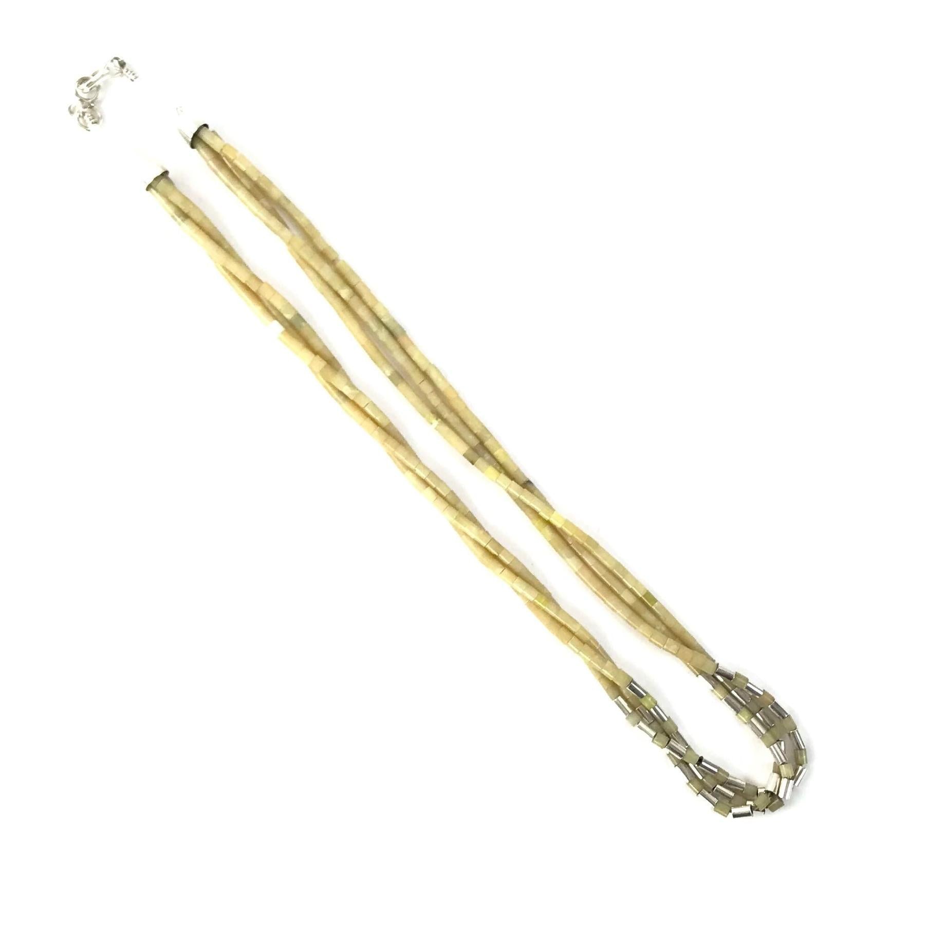 Nick Rosetta 3 Strand Yellow Serpentine Heishi Necklace-Indian Pueblo Store