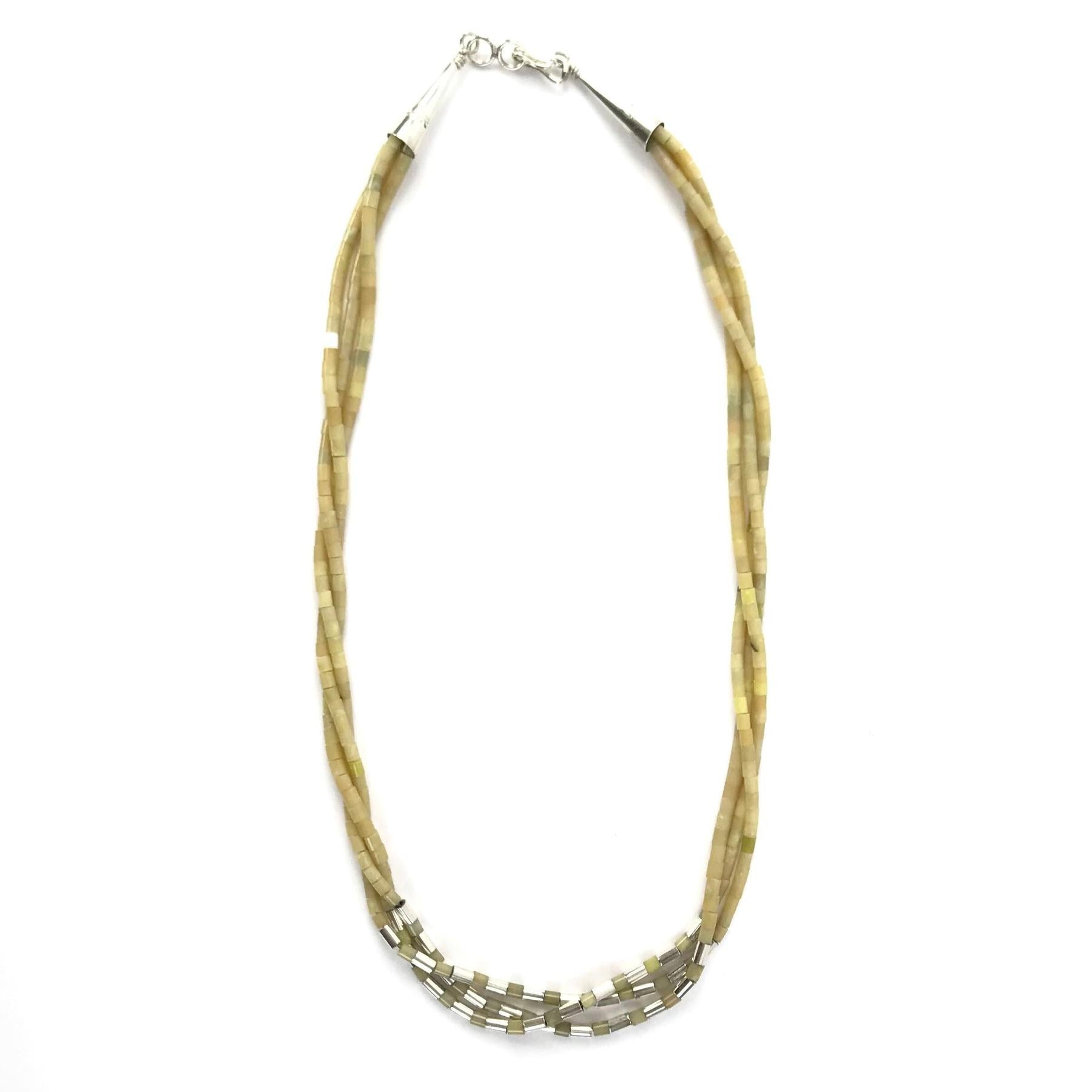 Nick Rosetta 3 Strand Yellow Serpentine Heishi Necklace-Indian Pueblo Store